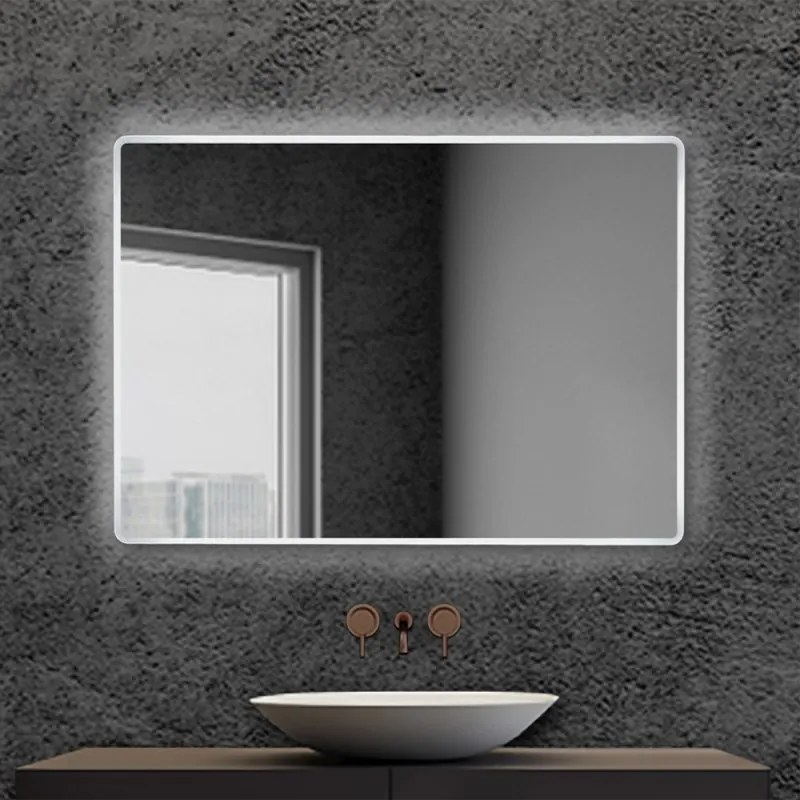 Specchiera bagno 80x60 reversibile completa di cornice a LED