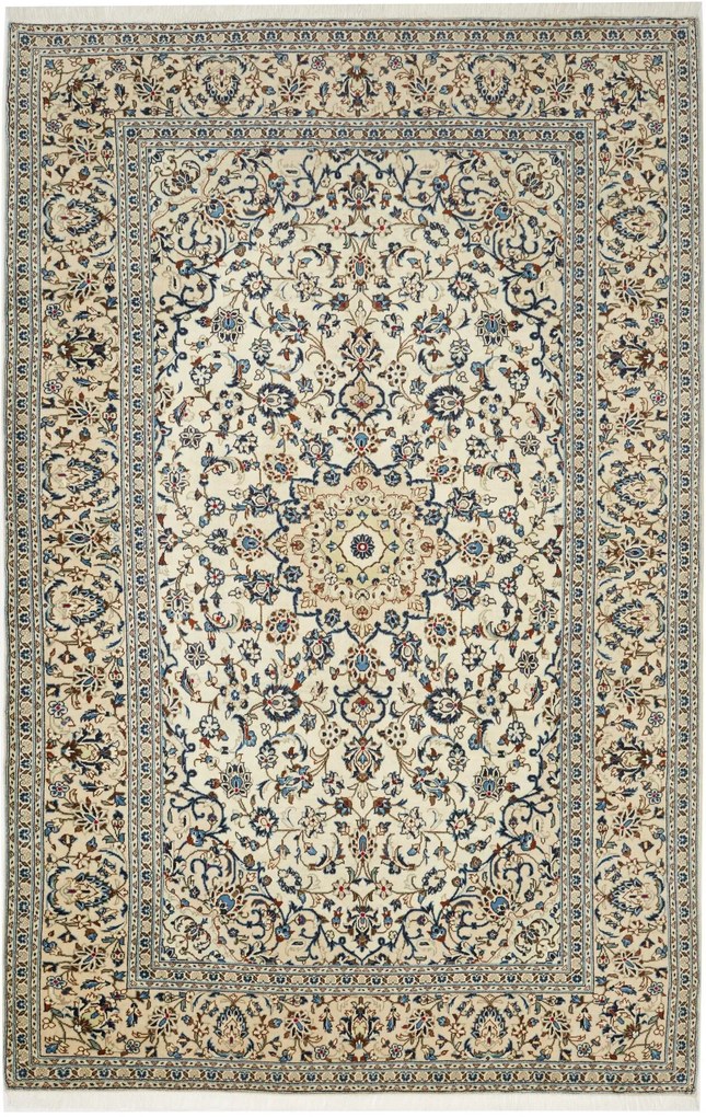Kashan Tappeto 310x200 Beige (Iran) Annodato A Mano