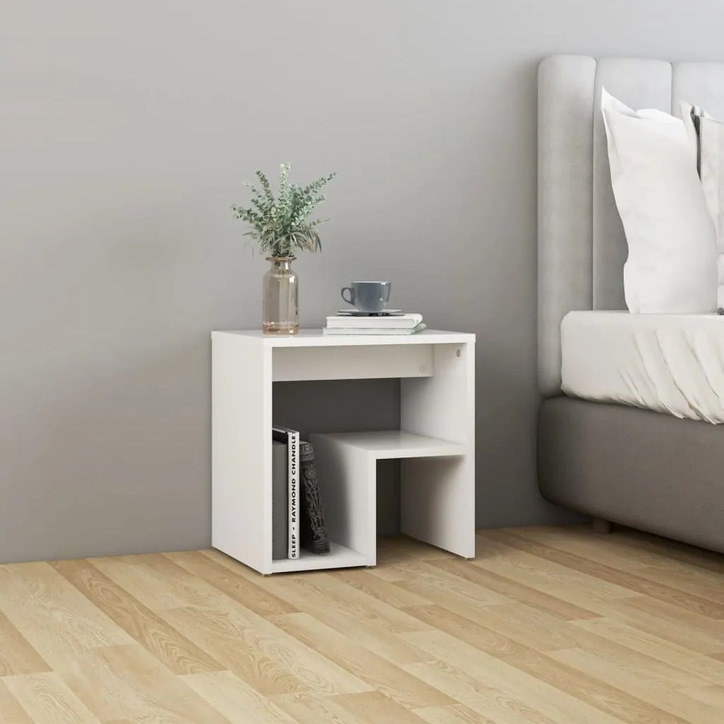Comodino Bianco 40x30x40 Cm Legno Ingegnerizzato /