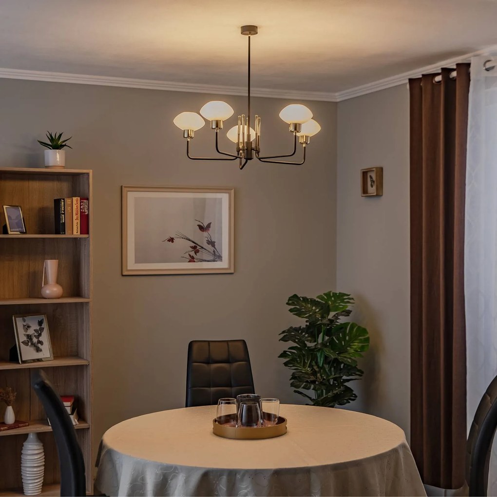Lampadario a soffitto Ravello Argon, dimmerabile, Nero, Soggiorno / Sala da pranzo, Metallo, Lampadario