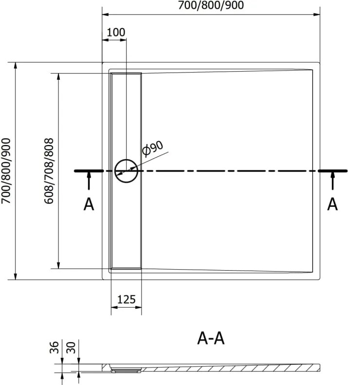 Mexen Amon piatto doccia quadrato SMC 90 x 90 cm, bianco - 4F109090
