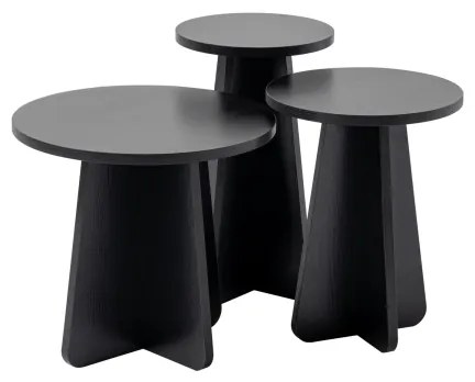 SET 3x Tavolino LUME diametro 28/33/43 cm nero