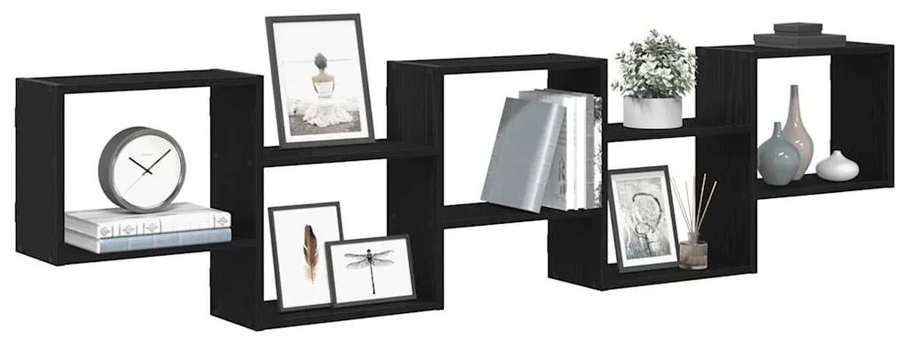 Mensola A Cubo Da Parete 5 Scomparti Legno Multistrato Nero /
