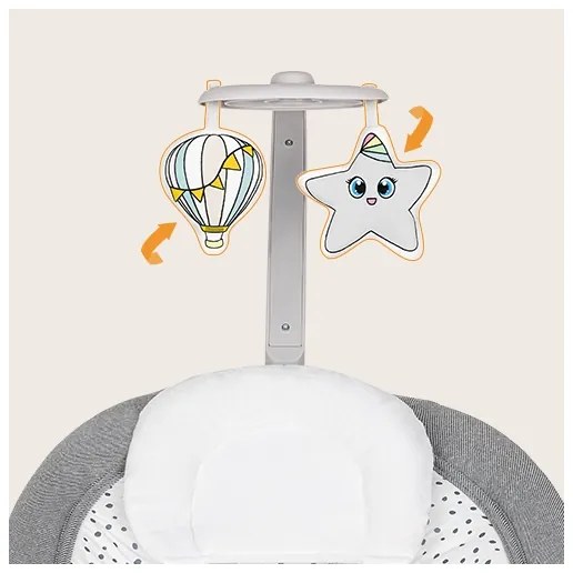 Lionelo - Dondolo vibrante per bambini con melodia PASCAL grigio