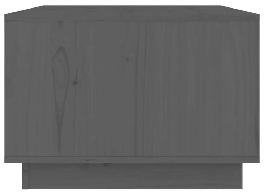 Tavolino da Salotto Grigio 80x50x35 cm Legno Massello di Pino
