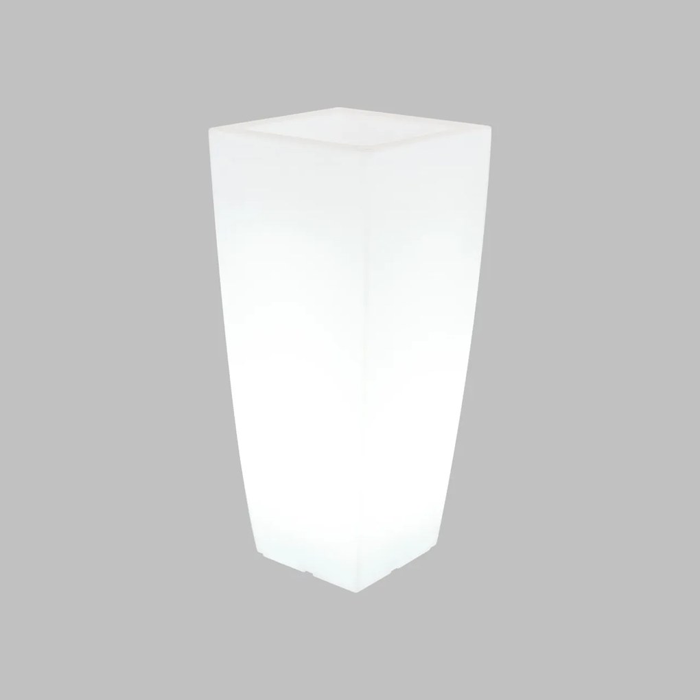 Vaso Illuminabile Quadrato 40x40xH90cm E27 Colore Bianco