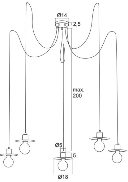 Argon 2079 - Lampadario a sospensione con filo CORSO 5xE27/15W/230V ragno cromo lucido