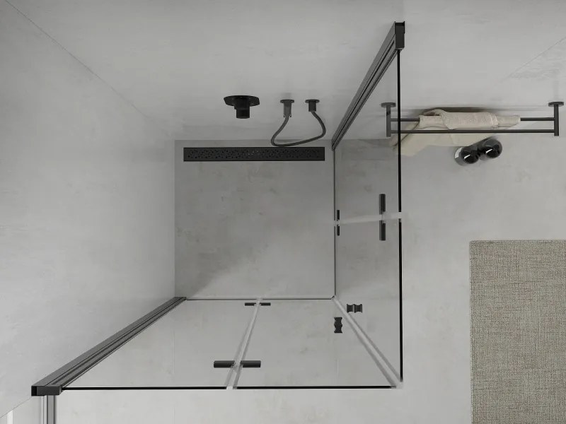 Mexen Lima Duo cabina doccia pieghevole 80 x 80 cm, trasparente, nero - 856-080-080-70-00-02