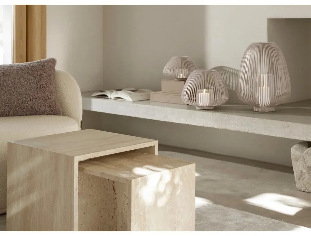 Scatole in set con coperchio/decorative beige in finta pelle 2 pz 40x30x11 cm Sahla – Blomus