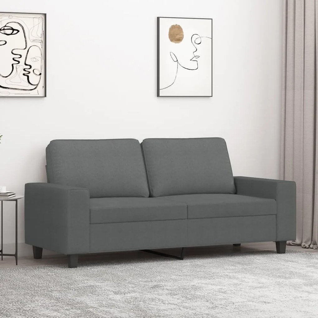 Divano A 2 Posti Grigio Scuro 140 Cm İn Tessuto /