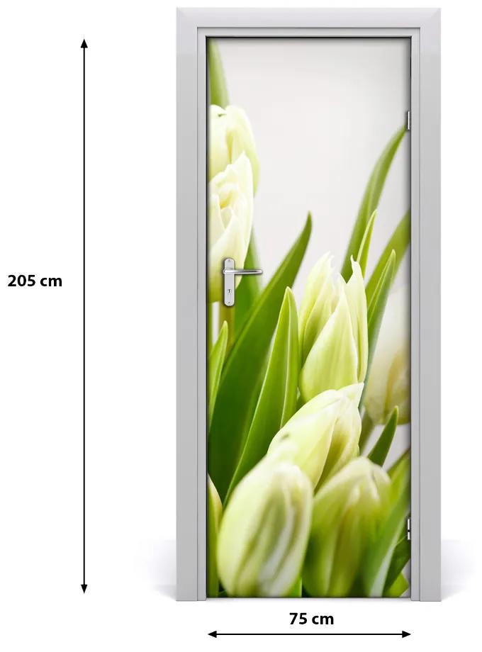 Adesivo per porta interna Tulipani bianchi 75x205 cm