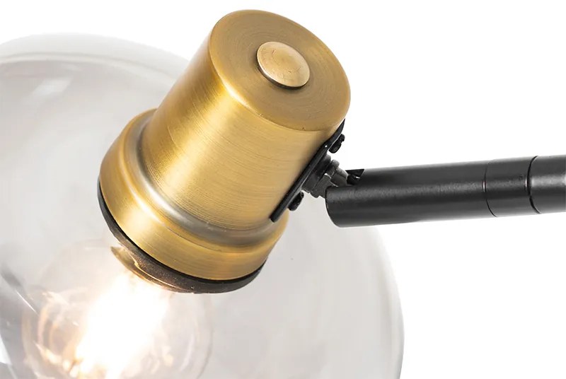 Lampada da terra nera con oro e vetro fumé 3 luci - Zuzanna