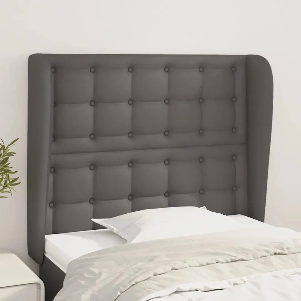 Testiera Ad Orecchio Grigio Scuro 93x23x118/128cm İn Similpelle /