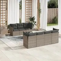 Set Divano da Giardino 8 pz con Cuscini Grigio in Polyrattan 3217280