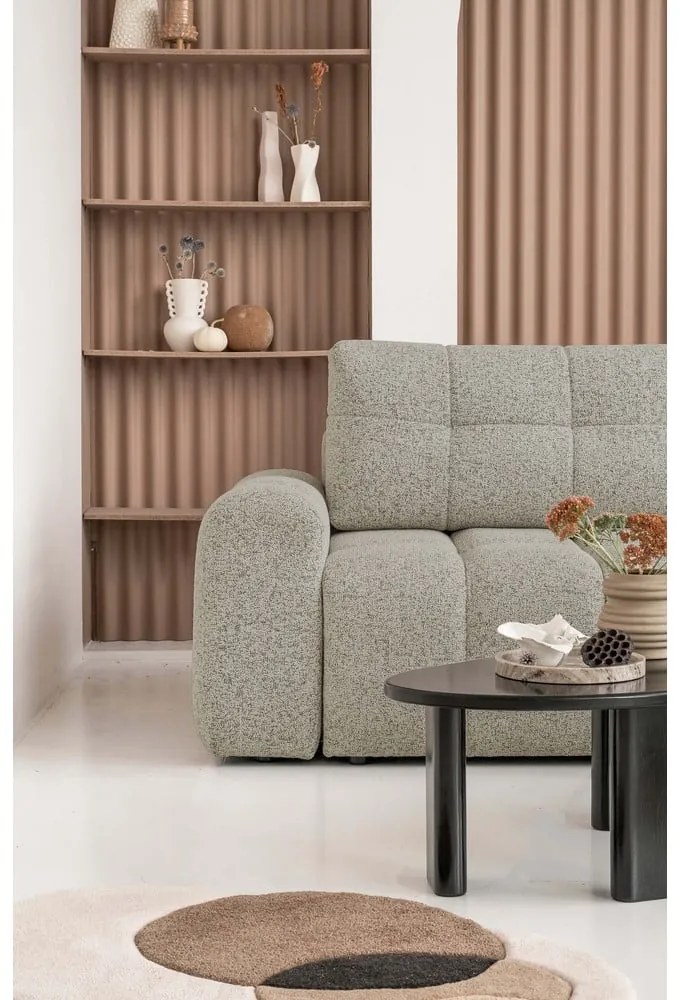 Divano angolare componibile marrone chiaro allungabile/con contenitore (con penisola a destra) Lulu – Miuform