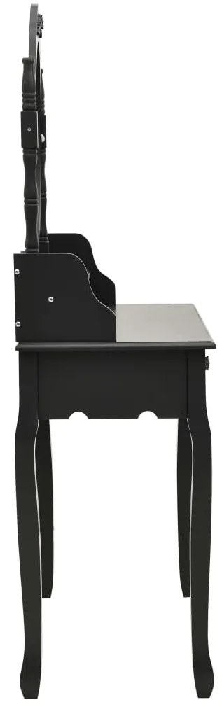 Tavolo da trucco con sgabello nero 75x69x140 cm legno paulownia