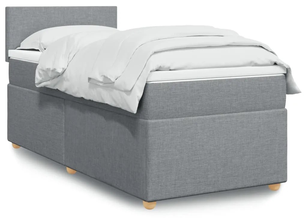 Giroletto A Molle Con Materasso Grigio Chiaro 90x200 Cm Tessuto /