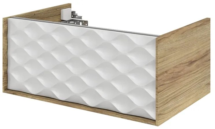 Mobile da bagno sospeso sotto lavabo L 75 x H 32 x P 48 cm bianco e noce laccato lucido, 1 cassetto SENSEA Neo Frame