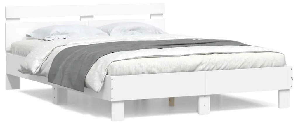 Giroletto Con Testiera Bianco 140x200 Cm İn Legno Multistrato /