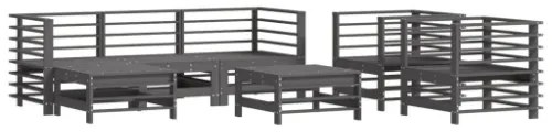 Set Salotto da Giardino 7 pz Grigio in Legno Massello di Pino