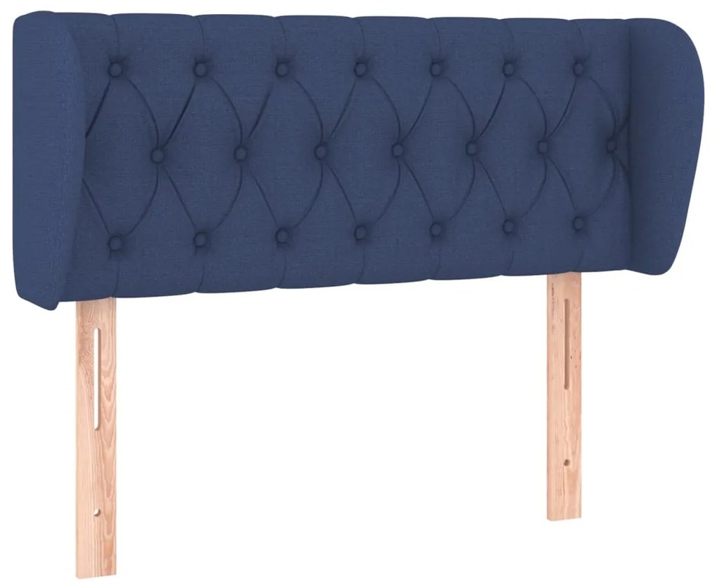 Testiera ad orecchio blu 93x23x78/88 cm in tessuto