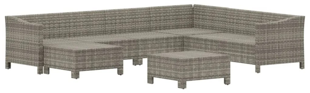 Set divani da giardino 8 pz con cuscini in polyrattan grigio