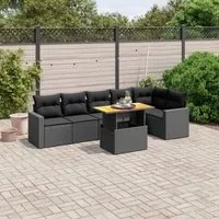 Set Divani da Giardino con Cuscini 7pz Nero Polyrattan 3271321