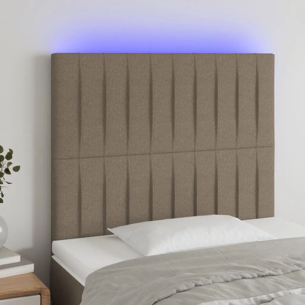 Testiera A Led Tortora 80x5x118/128 Cm İn Tessuto /