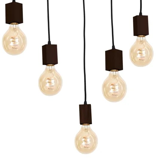 Lampadario a sospensione con supporto rigido JACK 5xE27/40W/230V legno marrone