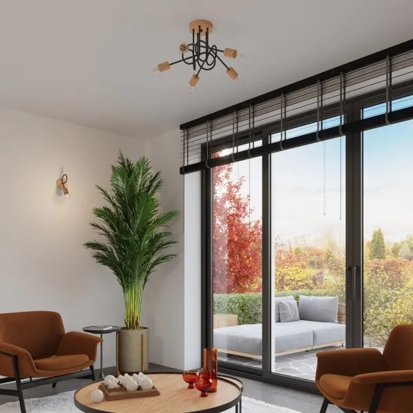 Sollux SL.1476 - Applique EMBER 1xE27/15W/230V nero/beige/faggio