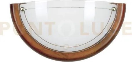 Applique a parete 1010 bianca con legno 1 luce attacco e27 30x9,5x15cm