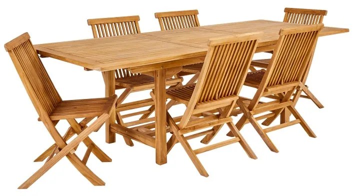 Set tavolo e sedie Antea NATERIAL in teak marrone per 6 persone