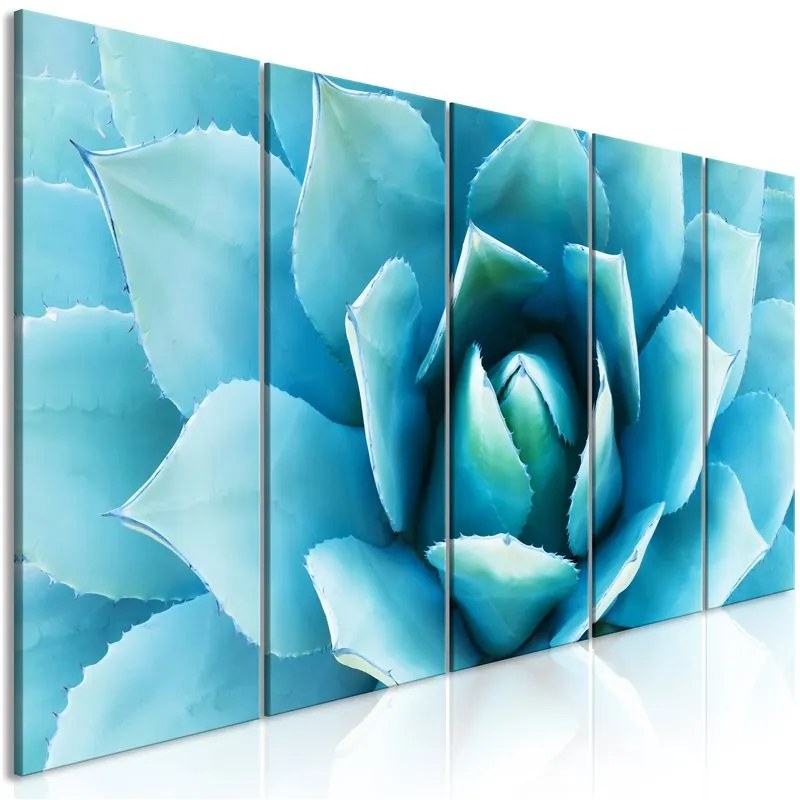 Quadro Agave (5 Parts) Narrow Blue  Colore Verde, Dimensioni e Misure 200x80