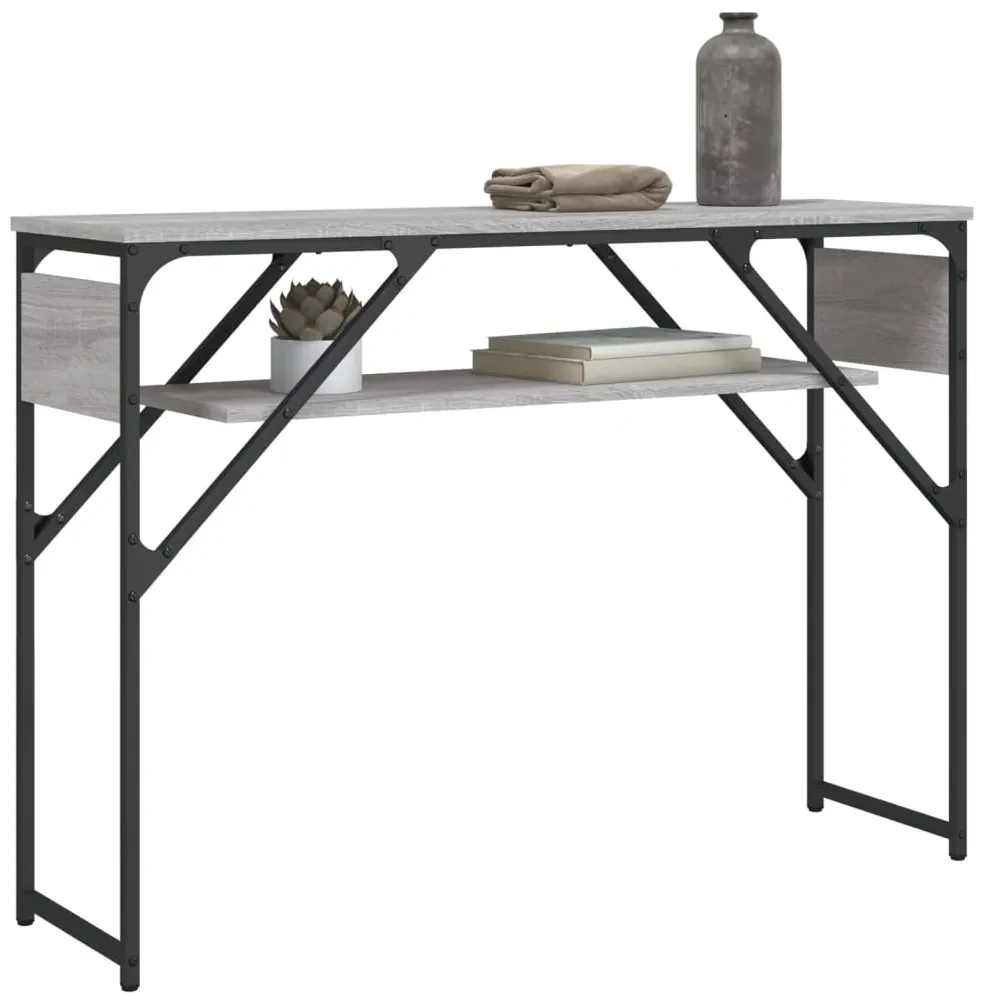 Tavolo consolle ripiano grigio sonoma 105x30x75cm multistrato