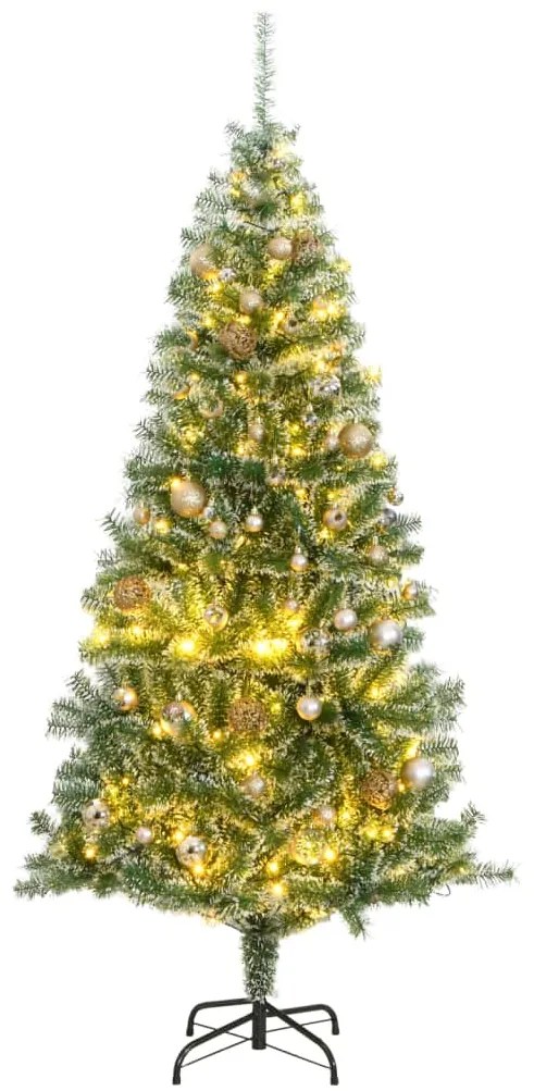 Albero di Natale Artificiale con 300 LED Palline e Neve, Albero di Natale Artificiale con 300 LED Palline e Neve 210 cm III