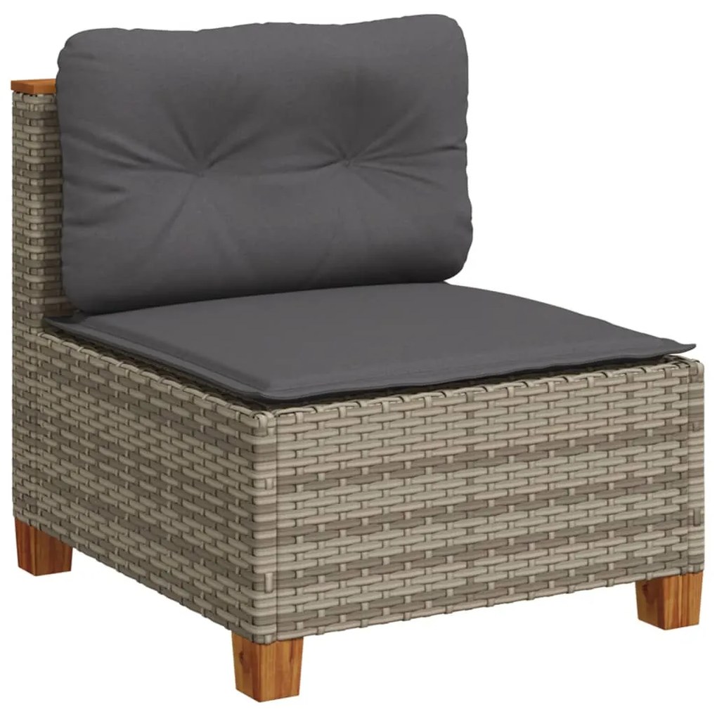 Set divani da giardino 11 pz con cuscini in polyrattan grigio