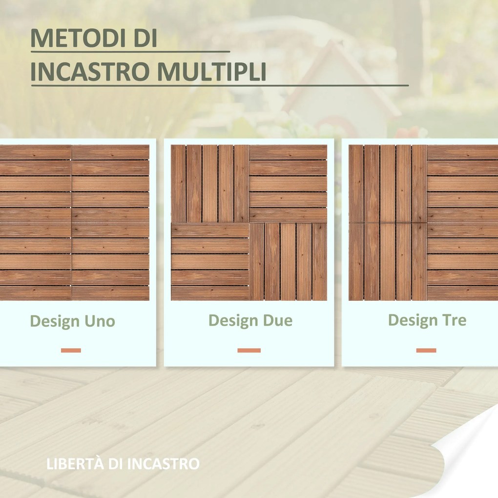 Pavimentazione da Esterno Incastrabile 27 Mattonelle in Legno  Marrone...