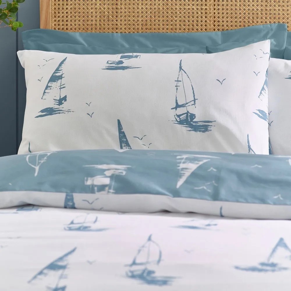 Set copripiumino e federa blu per letto matrimoniale 3 pezzi 200x200 cm Salcombe Boats – Catherine Lansfield
