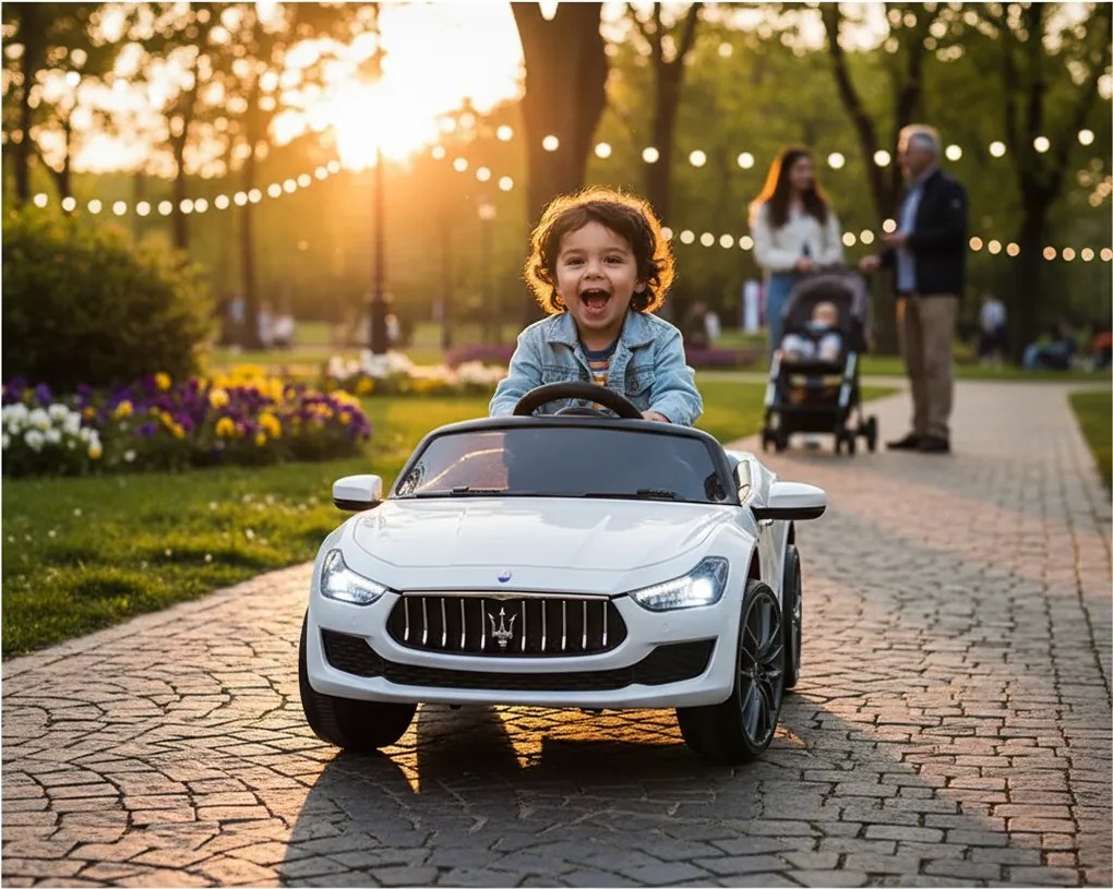 Macchina Elettrica per Bambini 12V con Licenza Maserati Ghibli Bianca...