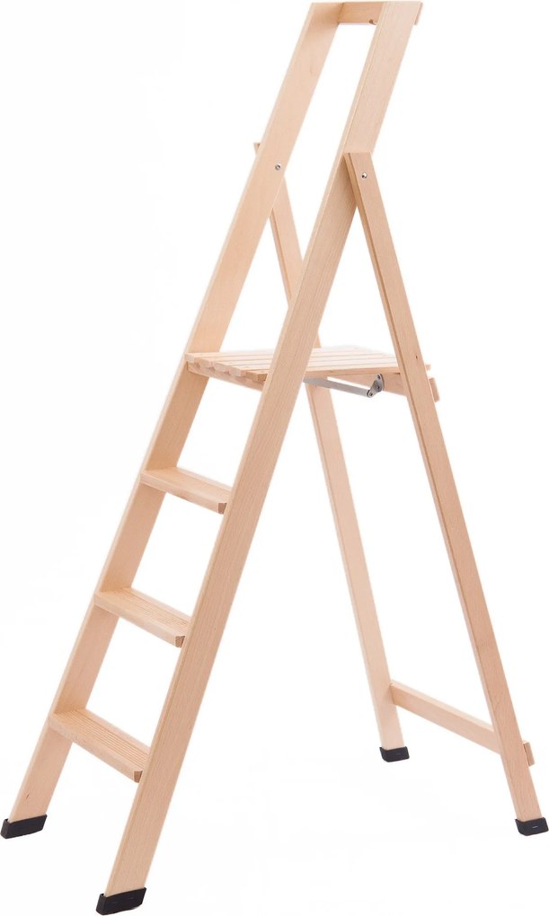 Scala Pieghevole in Legno 4 Gradini H88 cm Naturale...