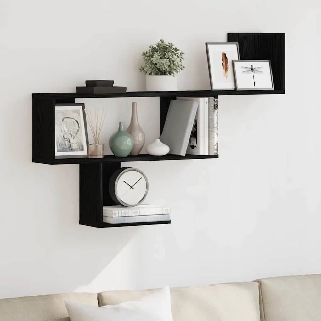 Scaffale A Parete Rovere Nero 100x15x70 Cm İn Truciolato /