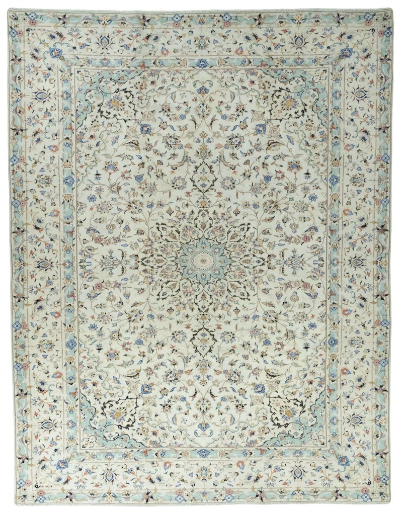 Kashan Tappeto 380 x 300 Beige (Iran) Annodato A Mano
