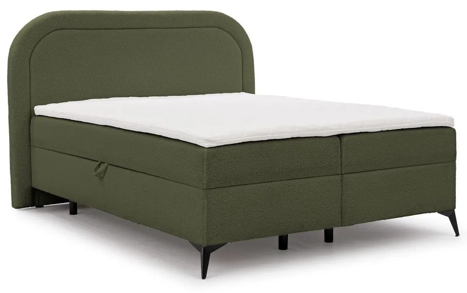 Letto boxspring verde con contenitore 180x200 cm Ornes – Ropez