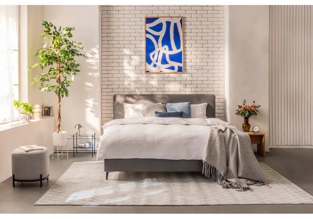 Letto matrimoniale imbottito grigio con materasso incluso/con rete inclusa 180x200 cm Noira Slim – Bonami Selection