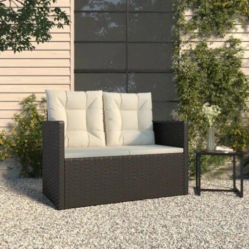 Panca da Giardino con Cuscini Nera 105 cm in Polyrattan