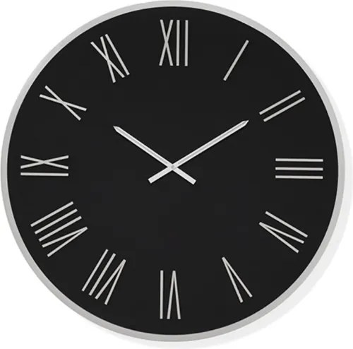 Orologio rotondo D60 cm in Laminam Nero con dettagli Argento LAZARUS