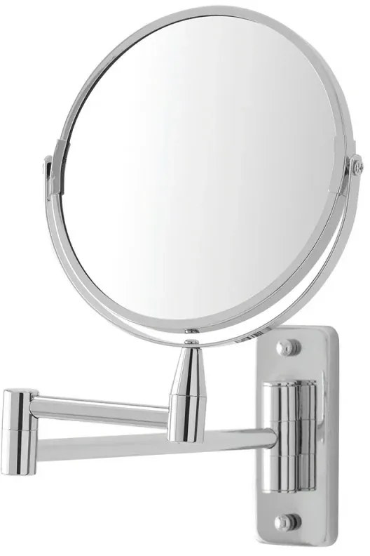 Specchio beauty a muro orientabile in acciaio cromo con ingrandimento
