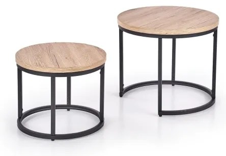 Set di 2 tavolini da salotto JENO rovere/nero