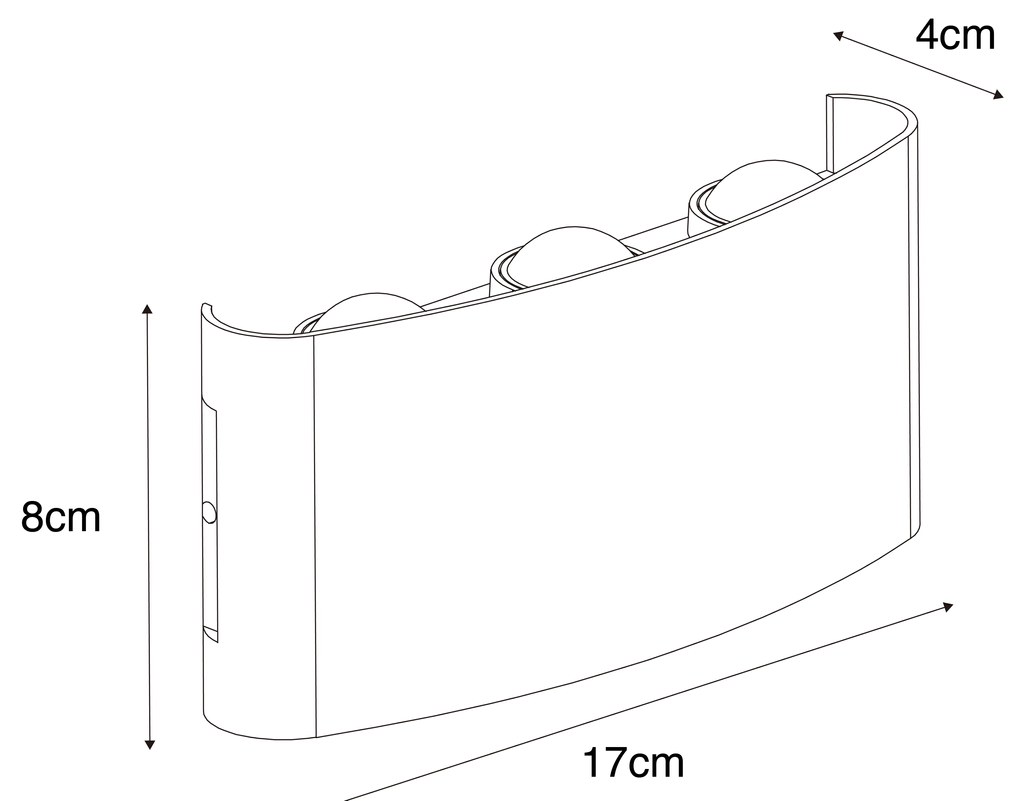 Lampada da parete per esterni nera con LED 6 luci IP54 - Silly