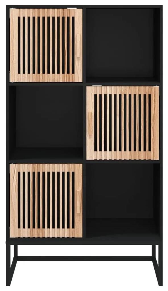 Credenza nera 70x35x125 cm in legno multistrato